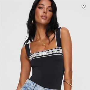 Princess Polly Black and White Lace Bodysuit